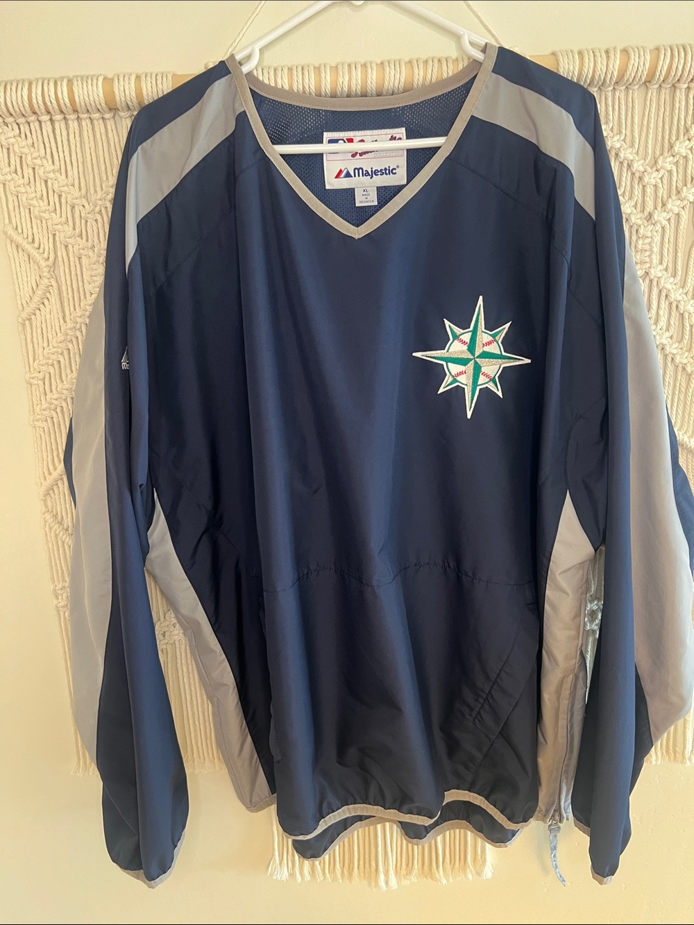 Majestic Navy and Gray Seattle Mariners Pullover